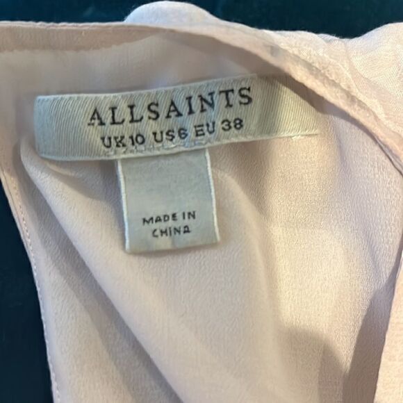 ALLSAINTS Cassandra Ume viscose/poly mini Dress in Petal Pink, 6! - Picture 8 of 10